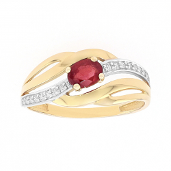 Bague femme edora or 375/1000 bicolore rubis diamant edo0012brtb4 - bagues-femmes - edora - 0