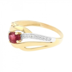 Bague femme edora or 375/1000 bicolore rubis diamant edo0012brtb4 - bagues-femmes - edora - 1