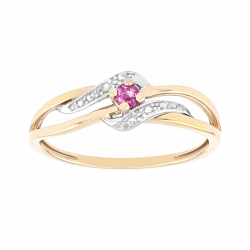 Bague femme solitaire or 750/1000 bicolore et rubis - solitaires - edora - 0