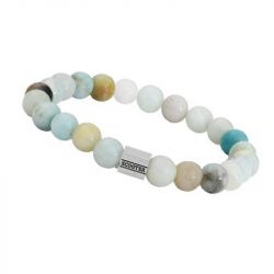 Bracelet homme 19cm scooter amazonite bleu ciel et beige - beads - edora - 1