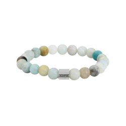 Bracelet homme 19cm scooter amazonite bleu ciel et beige - beads - edora - 0