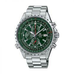 Montre chronographe homme casio edifice chrono vert acier argenté - chronographes - edora - 0