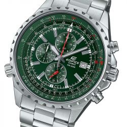 Montre chronographe homme casio edifice chrono vert acier argenté - chronographes - edora - 1