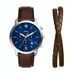 Coffret montre homme neutra chronographe cuir marron fs6018set - montres-homme - edora - 0