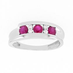 Bague femme edora or 750/1000 blanc, rubis et diamants edone002grb4 - bagues-femmes - edora - 0