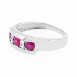 Bague femme edora or 750/1000 blanc, rubis et diamants edone002grb4 - bagues-femmes - edora - 1