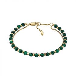 Bracelet femme fossil all stacked up acier doré et perles malachite jf04541710 - bracelets-femme - edora - 0