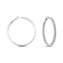 Boucles d'oreilles femme créoles guess bijoux acier argenté et cristaux jube02247jwrh - boucles-d-oreilles-femme - edora - 0