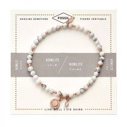 Bracelet femme fossil acier doré et howlite blanc ja6934791 - bracelets-femme - edora - 0