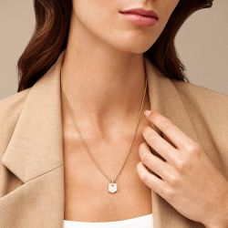 Collier femme fossil  heritage crest acier doré et nacre jf04529710 - colliers-femme - edora - 2