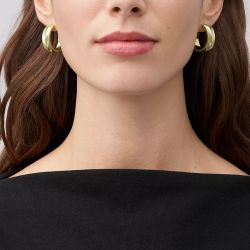 Boucles d'oreilles femme créoles fossil harlow linear texture acier doré jf04537710 - creoles - edora - 2