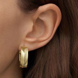 Boucles d'oreilles femme créoles fossil harlow linear texture acier doré jf04537710 - creoles - edora - 3