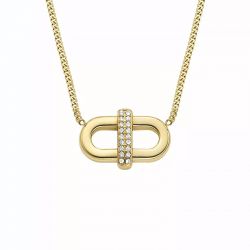 Collier femme fossil heritage d-link acier doré et brillants jf04582710 - colliers-femme - edora - 1