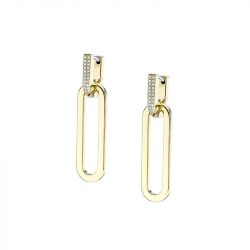 Boucles d’oreilles femme pendantes fossil heritage d-link acier doré et brillants jf04587710 - pendantes - edora - 3