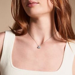 Collier  femme fossil cœur scintillant sadie acier argenté jf04674040 - colliers-femme - edora - 2