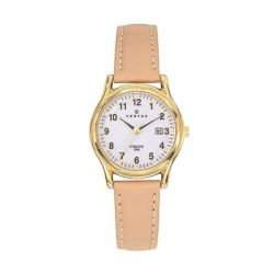  montre femme certus acier doré cuir beige 646595 - montres-femme - edora - 0