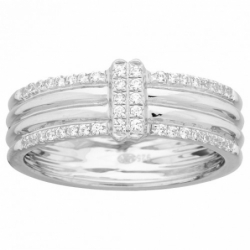 Bague femme 2 barrettes EDORA ARGENT 925/1000 et Oxydes