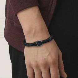 Bracelet or & argent, bracelet plaqué or, bracelet cuir & tissu (27) - bracelets-homme - edora - 2