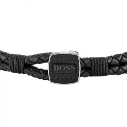 Bracelet homme double hugo boss cordon en cuir tressé noir 1580047s - bracelets-homme - edora - 2