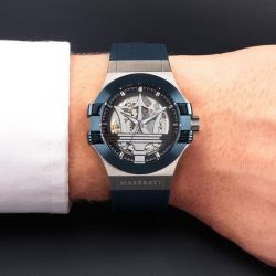 Montre homme automatique maserati potenza silicone bleu r8821108035 - automatiques - edora - 1