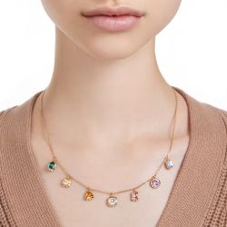 Collier femme swarovski chroma métal doré et cristaux 5662918 - colliers-femme - edora - 1