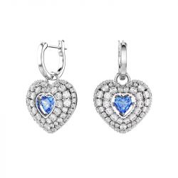 Boucles d'oreilles femme pendantes coeur swarovski idyllia métal argenté et zircones 5680392 - boucles-d-oreilles-femme - edora - 0