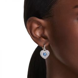 Boucles d'oreilles femme pendantes coeur swarovski idyllia métal argenté et zircones 5680392 - boucles-d-oreilles-femme - edora - 1