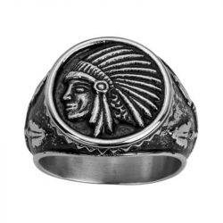 Bague homme chevalière phebus  apache acier noir 15-0383 - chevalieres - edora - 0