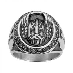 Bague homme chevalière phebus acier noir 15-0382 - chevalieres - edora - 0