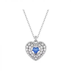 Collier femme coeur swarovski idyllia métal argenté et zircones 5680403 - colliers-femme - edora - 0