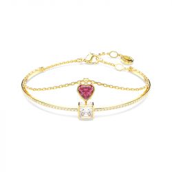 Bracelet femme jonc coeur swarovski sublima métal doré et cristaux 5683452 - joncs - edora - 0