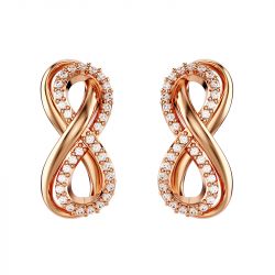 Boucles d'oreilles femme puces infini swarovski hyperbola métal doré rose et zircones 5684085 - boucles-d-oreilles-femme - edora - 0