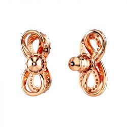 Boucles d'oreilles femme puces infini swarovski hyperbola métal doré rose et zircones 5684085 - boucles-d-oreilles-femme - edora - 2