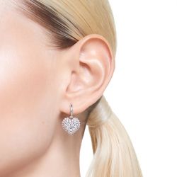 Boucles d'oreilles femme pendantes cœurs swarovski  hyperbola métal argenté et cristaux 5684384 - boucles-d-oreilles-femme - edora - 1