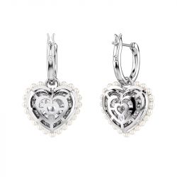 Boucles d'oreilles femme pendantes cœurs swarovski  hyperbola métal argenté et cristaux 5684384 - boucles-d-oreilles-femme - edora - 2