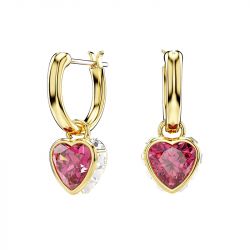 Boucles d'oreilles femme pendantes coeurs swarovski chroma métal doré et cristaux rouges 5684760 - boucles-d-oreilles-femme - edora - 2