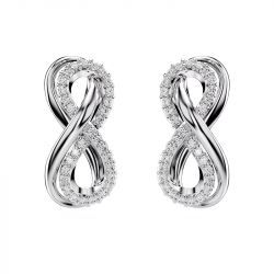 Boucles d'oreilles femme puces singe infini swarovski hyperbola métal argenté et zircones 5687269 - boucles-d-oreilles-femme - edora - 0