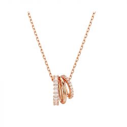 Collier femme swarovski hyperbola métal doré rose et zircones 5701494 - colliers-femme - edora - 0