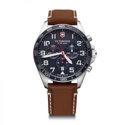 Montre homme chronographe victorinox fieldforce cuir marron 241854 - montres-homme - edora - 0