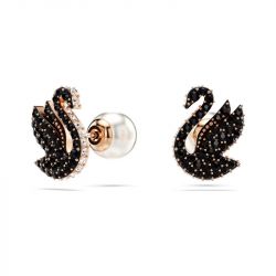 Puces femme swarovski swan métal doré rose et cristaux 5684608 - puces - edora - 2