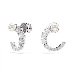 Boucles d'oreilles femme créoles swarovski matrix métal rhodié et cristaux 5692260 - boucles-d-oreilles-femme - edora - 2