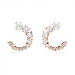 Boucles d'oreilles femme créoles swarovski matrix métal doré rose et cristaux 5692264 - boucles-d-oreilles-femme - edora - 0