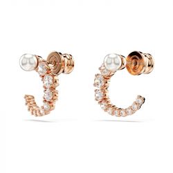 Boucles d'oreilles femme créoles swarovski matrix métal doré rose et cristaux 5692264 - boucles-d-oreilles-femme - edora - 2