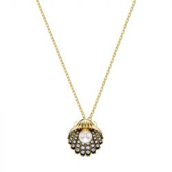 Collier femme swarovski y idyllia métal doré et cristaux 5683968 - colliers-femme - edora - 0