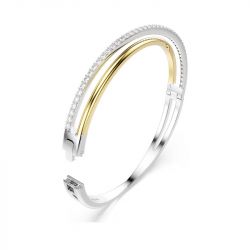 Bracelet femme jonc swarovski hyperbola métal bicolore et oxydes 5689720 - bracelets-femme - edora - 3