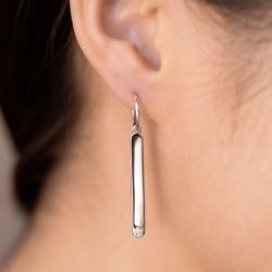 Boucles d'oreilles  femme pendantes la garçonneso addict argent 925/1000 et diamant 20400028 - boucles-d-oreilles-femme - edora - 1