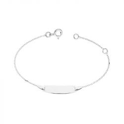 Bracelet bébé gourmette edora or 750/1000 blanc et chaîne forçat edof35grbbo-14 - gourmettes - edora - 0