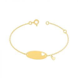 Bracelet bébé gourmette cœur edora or 750/1000 jaune maille forçat edofr35bbd1-14 - gourmettes - edora - 0