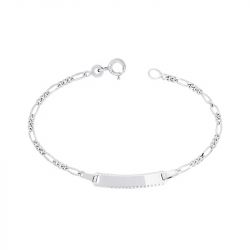 Bracelet bébé gourmette edora or 750/1000 blanc chaîne alternée edol226gr-13  - gourmettes - edora - 0