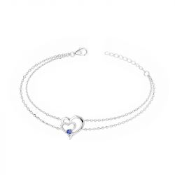 Bracelet femme double coeurs edora argent 925/1000 et spinelle bleue edo70300177 - bracelets-femme - edora - 0